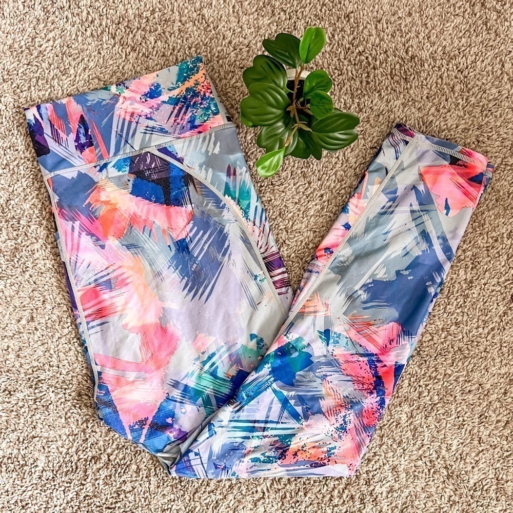 Fabletics Abstract Multicolor Leggings Sz 2X